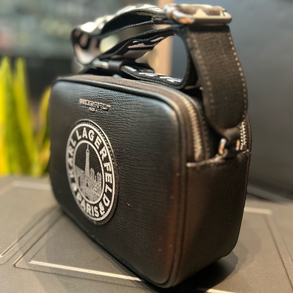 KARL LAGERFELD PARIS BLACK Crossbody Strap Bag Purse - Picture 3 of 8